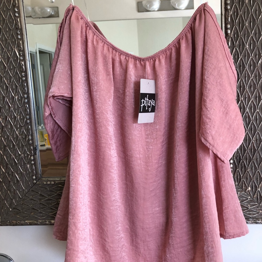 New with tags, rose pink, boutique shoulder-less